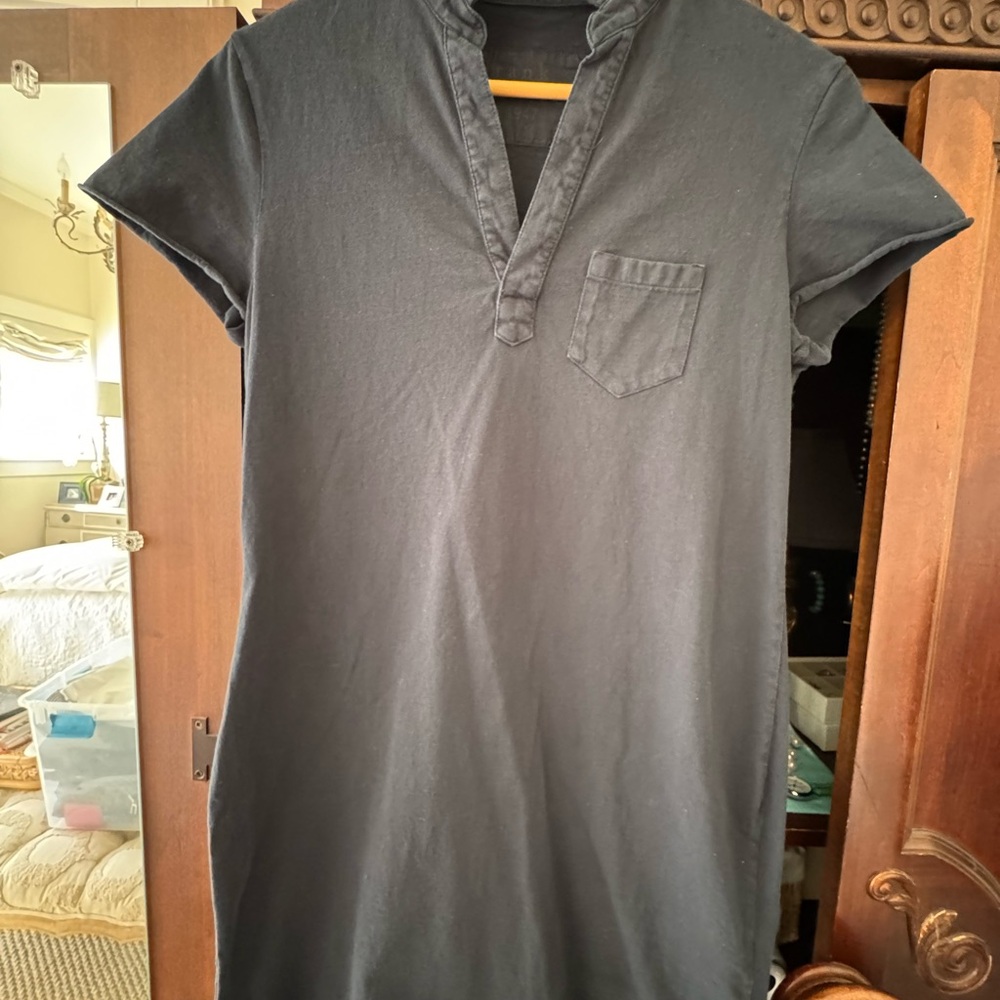 FRANK & EILEEN Lauren Black Polo Shirt Dress LAB428HJ - Sz Medium